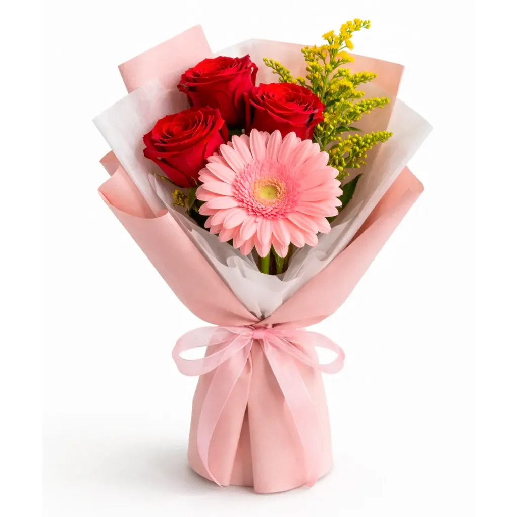 [260210_004] Arreglo floral, 1 gerberas, 3 rosa